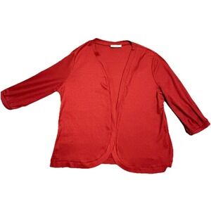Grace Karin Women's Open Front Cardigan XL Rust Red Ribbed Lightweight 3/4 Sleev